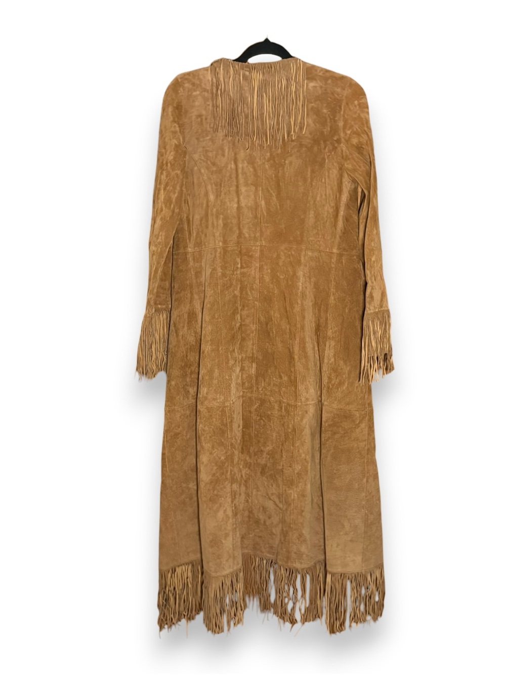 Vintage Bebe Brown Suede Fringe Penny Lane Duster Jacket Size Small Western Boho - Picture 2 of 4
